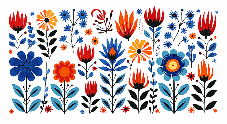 식물 꽃 줄기 잎 일러스트 사람없음 컬러풀 편집소스 국내일러스트 AI파일 컬러 파일형식 벡터