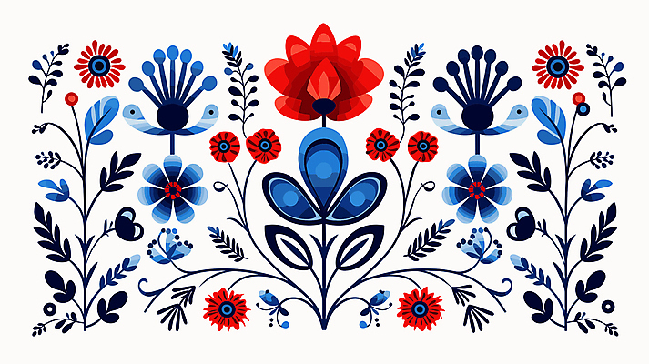 식물 꽃 줄기 잎 일러스트 사람없음 빨간색 파란색 편집소스 국내일러스트 AI파일 컬러 파일형식 벡터