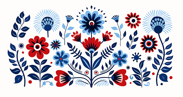 식물 꽃 줄기 잎 일러스트 사람없음 빨간색 파란색 편집소스 국내일러스트 AI파일 컬러 파일형식 벡터