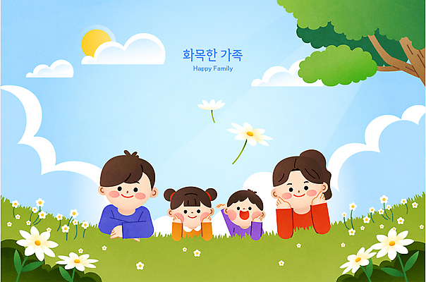 전신 나무 공원 여자 남자 꽃 어린이 엎드리기 일러스트 가족 엄마 소녀 소년 잔디 여러명 성인 두명 부모 손들기 턱괴기 화목 아빠 국내일러스트 AI파일 식물 공공시설 다수 컨셉 관계 모션 사람 파일형식 벡터