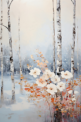 JPG 나무 꽃 백그라운드 설경 겨울 일러스트 자연 풍경 사람없음 설원 눈 유화 국내일러스트 AI일러스트 AI콘텐츠 자연요소 식물 계절 날씨 눈_날씨 미술 생태계 파일형식