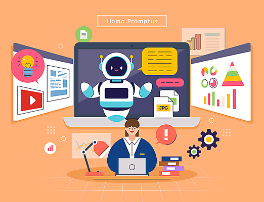 학생 여자 교육 말풍선 일러스트 전구 청소년 그래프 한명 상반신 책 노트북 자료 정보 스탠드 로봇 톱니바퀴 재생 십대여자한명만 확장자 AI_인공지능 호모프롬프트 2024트렌드 국내일러스트 AI파일 1 조명 사람 전자제품 유행 신조어 여자한명만 십대여자만 파일형식 벡터 2024년