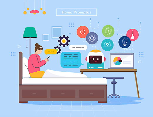 전신 여자 하늘색 말풍선 일러스트 조명 한명 앉기 상반신 성인 노트북 스마트폰 자료 정보 침대 로봇 책상 톱니바퀴 채팅 성인여자한명만 채팅봇 AI_인공지능 호모프롬프트 2024트렌드 국내일러스트 AI파일 1 가구 모션 사람 파란색 전자제품 핸드폰 스마트기기 유행 신조어 여자한명만 성인여자만 파일형식 벡터 2024년