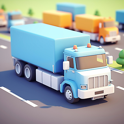 JPG 편집이미지 도로 사람없음 3D 배송 디지털합성 오브젝트 화물트럭 물류 아이소메트릭 편집소스 탑차 편집3D AI컴퓨터그래픽 AI콘텐츠 길 교통시설 트럭 파일형식