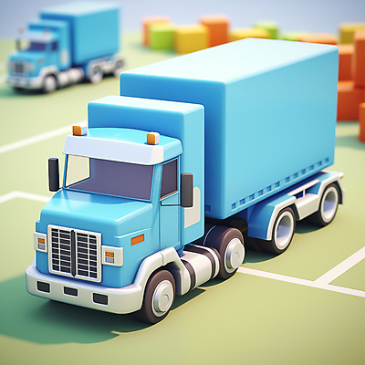 JPG 편집이미지 사람없음 3D 배송 디지털합성 오브젝트 화물트럭 물류 아이소메트릭 편집소스 탑차 편집3D AI컴퓨터그래픽 AI콘텐츠 트럭 파일형식