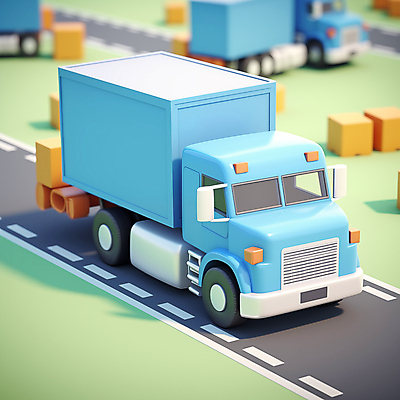 JPG 편집이미지 도로 사람없음 3D 사각형 배송 디지털합성 오브젝트 화물트럭 물류 아이소메트릭 편집소스 탑차 편집3D AI컴퓨터그래픽 AI콘텐츠 도형 길 교통시설 트럭 파일형식