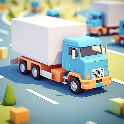 JPG 편집이미지 도로 사람없음 3D 사각형 배송 디지털합성 오브젝트 화물트럭 물류 아이소메트릭 편집소스 탑차 편집3D AI컴퓨터그래픽 AI콘텐츠 도형 길 교통시설 트럭 파일형식