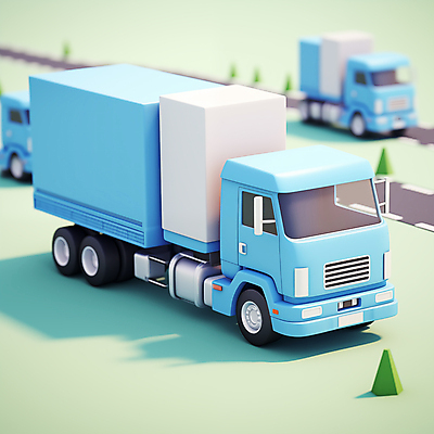 JPG 편집이미지 도로 사람없음 3D 배송 디지털합성 오브젝트 화물트럭 물류 아이소메트릭 편집소스 탑차 편집3D AI컴퓨터그래픽 AI콘텐츠 길 교통시설 트럭 파일형식