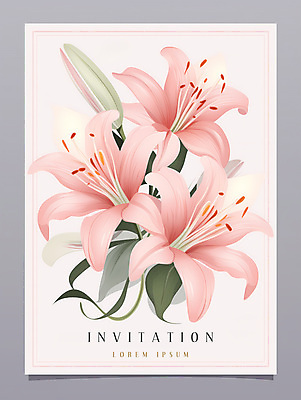 PSD 편집이미지 분홍색 잎 사람없음 사각형 백합 초대장 이미지편집 카드프레임 도형 식물 꽃 컬러 카드_감사 프레임 파일형식