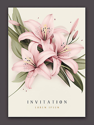 PSD 편집이미지 분홍색 잎 사람없음 사각형 백합 초대장 이미지편집 카드프레임 도형 식물 꽃 컬러 카드_감사 프레임 파일형식