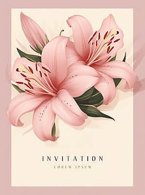 PSD 편집이미지 분홍색 잎 사람없음 사각형 백합 초대장 이미지편집 카드프레임 도형 식물 꽃 컬러 카드_감사 프레임 파일형식