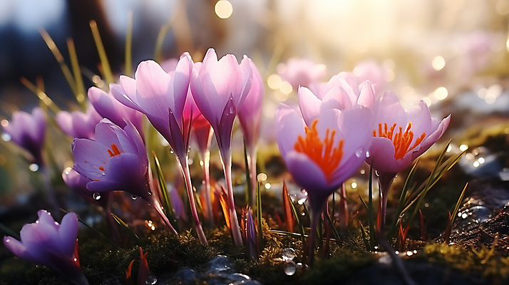 JPG 편집이미지 백그라운드 꽃밭 봄꽃 풍경 근접촬영 사람없음 햇빛 봄 디지털합성 블러효과 사프란 편집소스 편집실사 AI포토 AI콘텐츠 계절 꽃 뷰포인트 태양 향신료 CG 블러 파일형식 효과