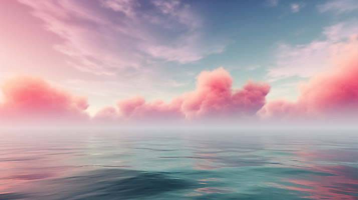 JPG 구름 편집이미지 물결 바다 분홍색 백그라운드 풍경 사람없음 안개 디지털합성 파스텔톤 수평선 편집소스 편집실사 AI포토 AI콘텐츠 자연요소 컬러 날씨 CG 파일형식