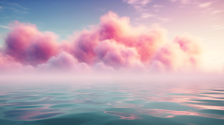 JPG 구름 편집이미지 물결 바다 분홍색 백그라운드 풍경 사람없음 안개 디지털합성 파스텔톤 수평선 편집소스 편집실사 AI포토 AI콘텐츠 자연요소 컬러 날씨 CG 파일형식