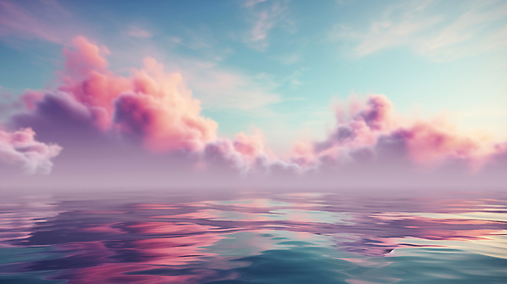JPG 구름 편집이미지 물결 바다 분홍색 백그라운드 풍경 사람없음 안개 디지털합성 파스텔톤 수평선 편집소스 편집실사 AI컴퓨터그래픽 AI콘텐츠 자연요소 컬러 날씨 CG 파일형식