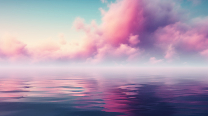 JPG 구름 편집이미지 물결 바다 분홍색 백그라운드 풍경 사람없음 안개 디지털합성 파스텔톤 수평선 편집소스 편집실사 AI컴퓨터그래픽 AI콘텐츠 자연요소 컬러 날씨 CG 파일형식