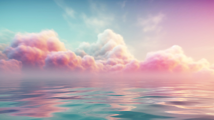 JPG 구름 편집이미지 물결 바다 분홍색 백그라운드 풍경 사람없음 안개 디지털합성 파스텔톤 수평선 편집소스 편집실사 AI컴퓨터그래픽 AI콘텐츠 자연요소 컬러 날씨 CG 파일형식
