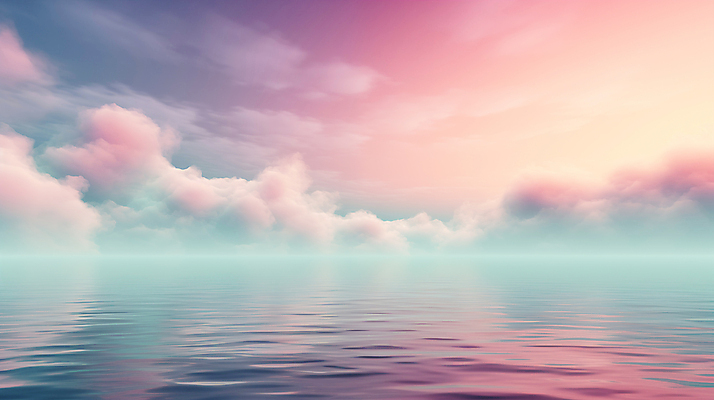 JPG 구름 편집이미지 물결 바다 분홍색 백그라운드 풍경 사람없음 안개 디지털합성 파스텔톤 수평선 편집소스 편집실사 AI컴퓨터그래픽 AI콘텐츠 자연요소 컬러 날씨 CG 파일형식