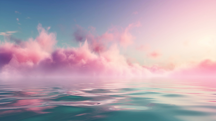 JPG 구름 편집이미지 물결 바다 분홍색 백그라운드 풍경 사람없음 안개 디지털합성 파스텔톤 수평선 편집소스 편집실사 AI컴퓨터그래픽 AI콘텐츠 자연요소 컬러 날씨 CG 파일형식