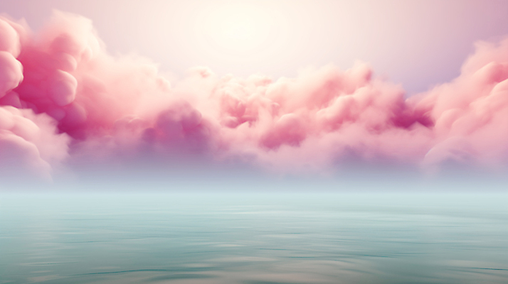 JPG 구름 편집이미지 물결 바다 분홍색 백그라운드 풍경 사람없음 안개 디지털합성 파스텔톤 수평선 편집소스 편집실사 AI컴퓨터그래픽 AI콘텐츠 자연요소 컬러 날씨 CG 파일형식