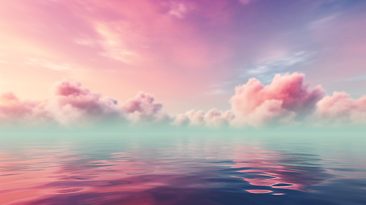 JPG 구름 편집이미지 물결 바다 분홍색 백그라운드 풍경 사람없음 안개 디지털합성 파스텔톤 수평선 편집소스 편집실사 AI컴퓨터그래픽 AI콘텐츠 자연요소 컬러 날씨 CG 파일형식