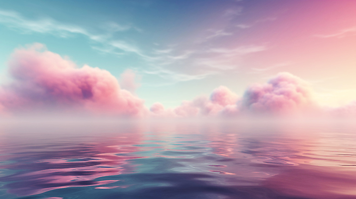 JPG 구름 편집이미지 물결 바다 분홍색 백그라운드 풍경 사람없음 안개 디지털합성 파스텔톤 수평선 편집소스 편집실사 AI컴퓨터그래픽 AI콘텐츠 자연요소 컬러 날씨 CG 파일형식