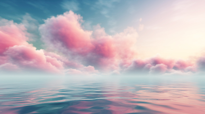 JPG 구름 편집이미지 물결 바다 분홍색 백그라운드 풍경 사람없음 안개 디지털합성 파스텔톤 수평선 편집소스 편집실사 AI컴퓨터그래픽 AI콘텐츠 자연요소 컬러 날씨 CG 파일형식