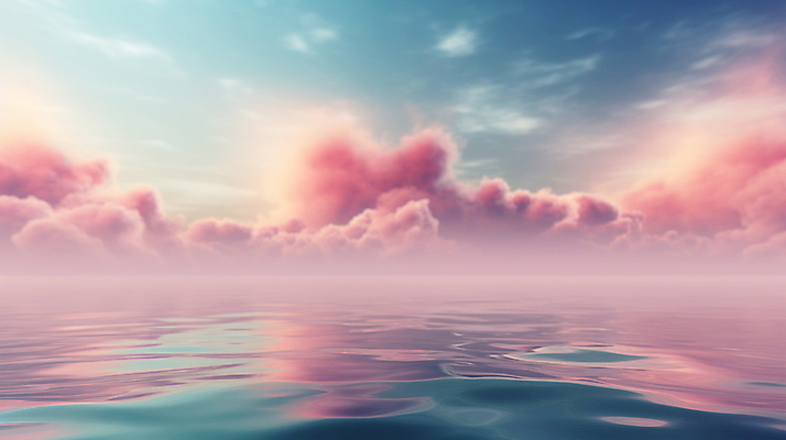 JPG 구름 편집이미지 물결 바다 분홍색 백그라운드 풍경 사람없음 안개 디지털합성 파스텔톤 수평선 편집소스 편집실사 AI컴퓨터그래픽 AI콘텐츠 자연요소 컬러 날씨 CG 파일형식