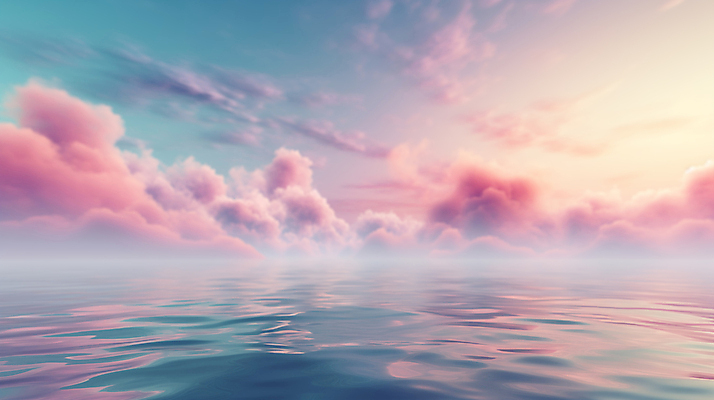 JPG 구름 편집이미지 물결 바다 분홍색 백그라운드 풍경 사람없음 안개 디지털합성 파스텔톤 수평선 편집소스 편집실사 AI컴퓨터그래픽 AI콘텐츠 자연요소 컬러 날씨 CG 파일형식
