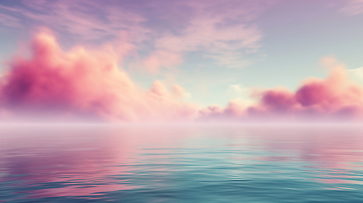 JPG 구름 편집이미지 물결 바다 분홍색 백그라운드 풍경 사람없음 안개 디지털합성 파스텔톤 수평선 편집소스 편집실사 AI컴퓨터그래픽 AI콘텐츠 자연요소 컬러 날씨 CG 파일형식