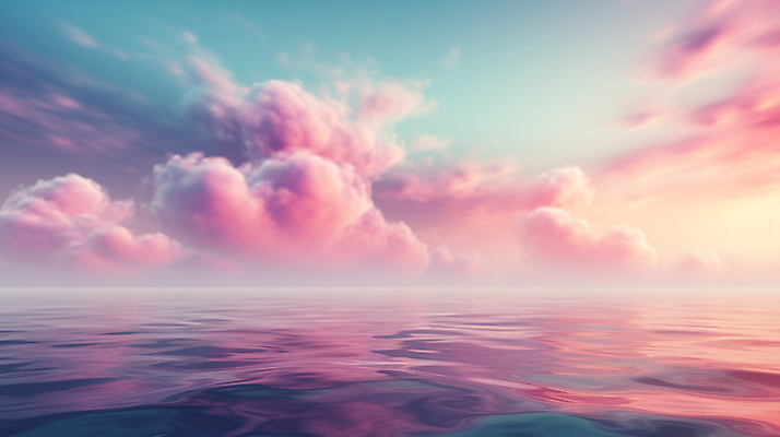 JPG 구름 편집이미지 물결 바다 분홍색 백그라운드 풍경 사람없음 안개 디지털합성 파스텔톤 수평선 편집소스 편집실사 AI컴퓨터그래픽 AI콘텐츠 자연요소 컬러 날씨 CG 파일형식