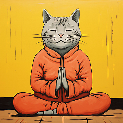 JPG 한마리 일러스트 사람없음 눈감음 고양이 디지털합성 명상 가부좌 손모으기 고양이캐릭터 편집소스 차분 국내일러스트 AI일러스트 AI콘텐츠 1 동물캐릭터 컨셉 포유류 모션 앉기 손짓 반려동물 파일형식