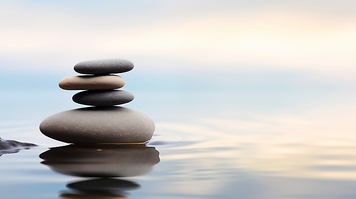 JPG 편집이미지 물결 사람없음 물 반사 고요 석탑 디지털합성 명상 차분 편집실사 젠 AI포토 AI콘텐츠 자연요소 컨셉 쌓기 탑 돌_바위 CG 파일형식