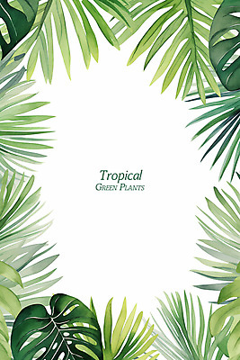 PSD 백그라운드 일러스트 수채화 프레임 사람없음 초록색 여름 야자수 관엽식물 열대잎 트로피컬아트 여름배경 국내일러스트 나무 식물 계절 컬러 잎 그림 파일형식