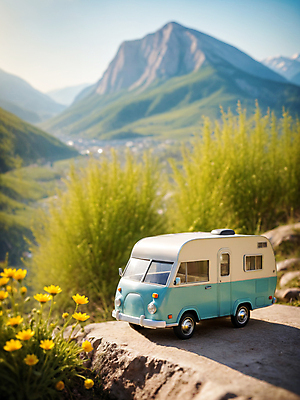 JPG 나무 편집이미지 꽃 자연 산 풍경 잔디 초원 사람없음 봄 캠핑 디지털합성 캠핑카 편집소스 편집실사 AI포토 AI콘텐츠 식물 계절 자동차 레저 CG 생태계 파일형식