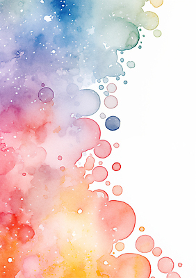 JPG 일러스트 붓터치 수채화 사람없음 컬러풀 거품 번짐 버블 물기포 카피스페이스 국내일러스트 AI일러스트 AI콘텐츠 컬러 공백 파일형식 효과