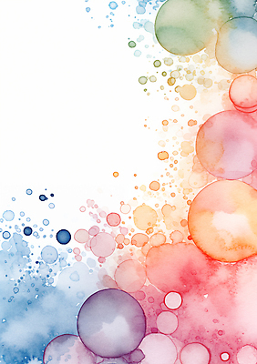 JPG 일러스트 붓터치 수채화 사람없음 컬러풀 거품 번짐 버블 물기포 카피스페이스 국내일러스트 AI일러스트 AI콘텐츠 컬러 공백 파일형식 효과