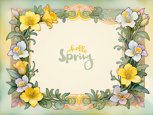 PSD 영어 잎 일러스트 봄꽃 프레임 타이포그라피 사람없음 사각형 봄 튤립 디지털합성 편집소스 국내일러스트 도형 식물 문자 계절 꽃 파일형식