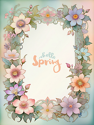 PSD 식물 영어 꽃 잎 일러스트 봄꽃 프레임 타이포그라피 사람없음 사각형 봄 디지털합성 프리지어 편집소스 국내일러스트 도형 문자 계절 파일형식