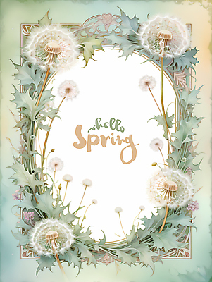 PSD 영어 잎 일러스트 봄꽃 프레임 타이포그라피 사람없음 봄 민들레 디지털합성 타원형 편집소스 국내일러스트 식물 문자 계절 꽃 원형 파일형식