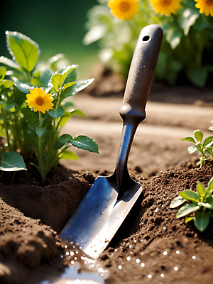 JPG 편집이미지 꽃 물줄기 사람없음 정원 흙 봄 모종삽 디지털합성 편집소스 홈가드닝 편집실사 AI포토 AI콘텐츠 식물 계절 물 삽 CG 원예 파일형식