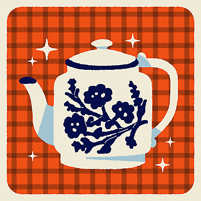일러스트 주전자 티타임 잔 사람없음 그래픽 컵 반짝임 컬러풀 빈티지 차 찻주전자 체크무늬 엽서 미니멀 국내일러스트 AI파일 식기 음료 컬러 컨셉 무늬 모션 주방용품 휴식 편지 파일형식 벡터