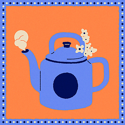 꽃 일러스트 주전자 티타임 잔 사람없음 그래픽 컵 컬러풀 빈티지 연기 차 찻주전자 테두리 엽서 미니멀 국내일러스트 AI파일 식물 식기 음료 컬러 컨셉 주방용품 휴식 편지 파일형식 벡터