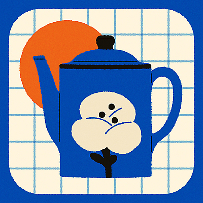 일러스트 주전자 티타임 잔 사람없음 그래픽 컵 파란색 컬러풀 빈티지 차 찻주전자 엽서 격자 미니멀 국내일러스트 AI파일 식기 음료 컬러 컨셉 무늬 주방용품 휴식 편지 파일형식 벡터