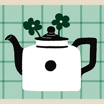 꽃 일러스트 주전자 티타임 잔 사람없음 그래픽 컵 초록색 컬러풀 빈티지 차 찻주전자 엽서 격자 미니멀 국내일러스트 AI파일 식물 식기 음료 컬러 컨셉 무늬 주방용품 휴식 편지 파일형식 벡터