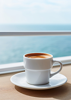 JPG 편집이미지 여유 커피 바다 휴식 풍경 사람없음 커피잔 창가 블러효과 편집실사 AI포토 AI콘텐츠 감정 음료 컨셉 창문 잔 CG 블러 파일형식 효과