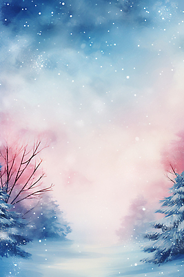 JPG 백그라운드 겨울 일러스트 자연 수채화 풍경 사람없음 숲 디지털합성 그림 번짐 국내일러스트 AI일러스트 AI콘텐츠 계절 생태계 파일형식 효과