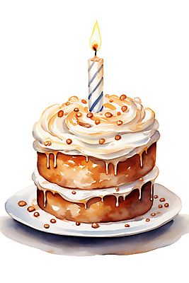 PSD 음식 일러스트 촛불 디저트 수채화 사람없음 케이크 작음 생일케이크 국내일러스트 초 크기 파일형식