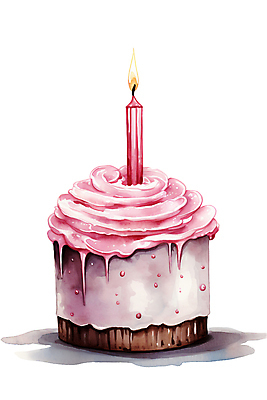 PSD 음식 일러스트 촛불 디저트 수채화 사람없음 케이크 작음 생일케이크 국내일러스트 초 크기 파일형식