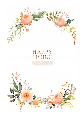 PSD 꽃 일러스트 수채화 프레임 사람없음 여름 봄 화사함 꽃프레임 카피스페이스 코랄 국내일러스트 식물 계절 컬러 컨셉 공백 파일형식